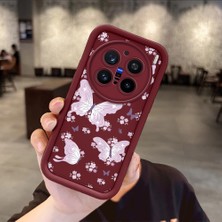 Ucuc Vivo X200 Pro Uyumlu Darbeye Dayanıklı Kamera Korumalı Bordo Silikon Baskı Desenli Kılıf