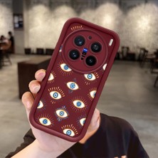 Ucuc Vivo X200 Pro Uyumlu Darbeye Dayanıklı Kamera Korumalı Bordo Silikon Baskı Desenli Kılıf