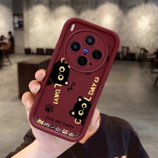 Ucuc Vivo X300 Uyumlu Darbeye Dayanıklı Kamera Korumalı Bordo Silikon Baskı Desenli Kılıf