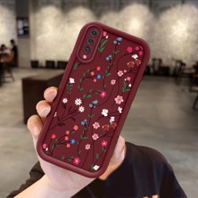 Ucuc Samsung Galaxy A50/A50S/A30S Uyumlu Darbeye Dayanıklı Kamera Korumalı Bordo Silikon Desenli Kılıf
