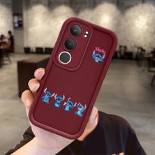 Ucuc Vivo Y19S 4G/Y19S Pro Uyumlu Darbeye Dayanıklı Kamera Korumalı Bordo Silikon Baskı Desenli Kılıf