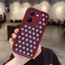 Ucuc Vivo Y27 5G/Y27S Uyumlu Darbeye Dayanıklı Kamera Korumalı Bordo Silikon Baskı Desenli Kılıf