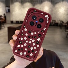 Ucuc Vivo X200 Pro Uyumlu Darbeye Dayanıklı Kamera Korumalı Bordo Silikon Baskı Desenli Kılıf