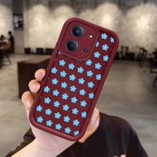 Ucuc Redmi 15C 4g/5g Uyumlu Darbeye Dayanıklı Kamera Korumalı Bordo Silikon Baskı Desenli Kılıf