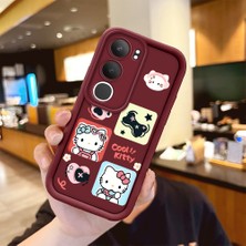 Ucuc Vivo Y19S 4G/Y19S Pro Uyumlu Darbeye Dayanıklı Kamera Korumalı Bordo Silikon Baskı Desenli Kılıf