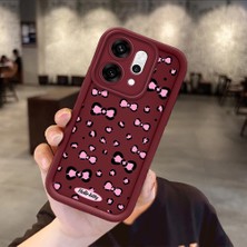 Ucuc Oppo RENO14 Pro Uyumlu Darbeye Dayanıklı Kamera Korumalı Bordo Silikon Baskı Desenli Kılıf