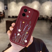 Ucuc Vivo Y28 4g Uyumlu Darbeye Dayanıklı Kamera Korumalı Bordo Silikon Baskı Desenli Kılıf