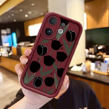 Ucuc Vivo V60 Uyumlu Darbeye Dayanıklı Kamera Korumalı Bordo Silikon Baskı Desenli Kılıf