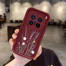 Ucuc Vivo X200 Pro Uyumlu Darbeye Dayanıklı Kamera Korumalı Bordo Silikon Baskı Desenli Kılıf