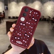 Ucuc Vivo Y31/Y21D Uyumlu Darbeye Dayanıklı Kamera Korumalı Bordo Silikon Baskı Desenli Kılıf