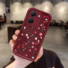 Ucuc Poco X7 Pro Uyumlu Darbeye Dayanıklı Kamera Korumalı Bordo Silikon Baskı Desenli Kılıf