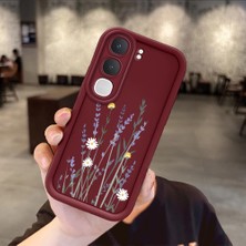 Ucuc Vivo Y31/Y21D Uyumlu Darbeye Dayanıklı Kamera Korumalı Bordo Silikon Baskı Desenli Kılıf