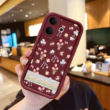 Ucuc Vivo V60 Lite 4g/5g Uyumlu Darbeye Dayanıklı Kamera Korumalı Bordo Silikon Baskı Desenli Kılıf