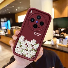 Ucuc Vivo X300 Uyumlu Darbeye Dayanıklı Kamera Korumalı Bordo Silikon Baskı Desenli Kılıf