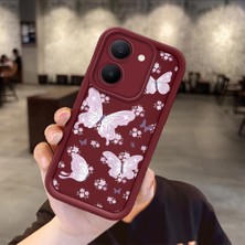 Ucuc Vivo Y27 5G/Y27S Uyumlu Darbeye Dayanıklı Kamera Korumalı Bordo Silikon Baskı Desenli Kılıf