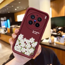 Ucuc Vivo X200 Pro Uyumlu Darbeye Dayanıklı Kamera Korumalı Bordo Silikon Baskı Desenli Kılıf
