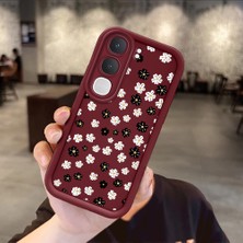 Ucuc Vivo Y31/Y21D Uyumlu Darbeye Dayanıklı Kamera Korumalı Bordo Silikon Baskı Desenli Kılıf