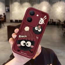 Ucuc Vivo Y27 5G/Y27S Uyumlu Darbeye Dayanıklı Kamera Korumalı Bordo Silikon Baskı Desenli Kılıf