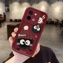Ucuc Vivo Y28 4g Uyumlu Darbeye Dayanıklı Kamera Korumalı Bordo Silikon Baskı Desenli Kılıf