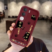 Ucuc Vivo Y31/Y21D Uyumlu Darbeye Dayanıklı Kamera Korumalı Bordo Silikon Baskı Desenli Kılıf