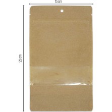 13*22.5*7 Kraft Pencereli Kilitli Doypack 50 Adet