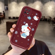 Ucuc Oppo A15/A15S Uyumlu Darbeye Dayanıklı Kamera Korumalı Bordo Silikon Baskı Desenli Kılıf