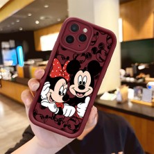 Ucuc iPhone 11 Pro Max Uyumlu Darbeye Dayanıklı Kamera Korumalı Bordo Silikon Baskı Desenli Kılıf