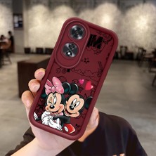 Ucuc Oppo A60 Uyumlu Darbeye Dayanıklı Kamera Korumalı Bordo Silikon Baskı Desenli Kılıf