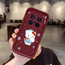 Ucuc Vivo X200 Pro Uyumlu Darbeye Dayanıklı Kamera Korumalı Bordo Silikon Baskı Desenli Kılıf