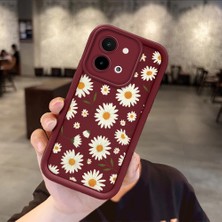 Ucuc Vivo Y28 4g Uyumlu Darbeye Dayanıklı Kamera Korumalı Bordo Silikon Baskı Desenli Kılıf