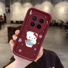 Ucuc Vivo X300 Pro Uyumlu Darbeye Dayanıklı Kamera Korumalı Bordo Silikon Baskı Desenli Kılıf