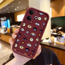 Ucuc Vivo V60 Lite 4g/5g Uyumlu Darbeye Dayanıklı Kamera Korumalı Bordo Silikon Baskı Desenli Kılıf