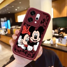 Ucuc Oppo RENO14 Pro Uyumlu Darbeye Dayanıklı Kamera Korumalı Bordo Silikon Baskı Desenli Kılıf