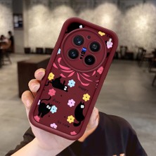 Ucuc Vivo X200 Pro Uyumlu Darbeye Dayanıklı Kamera Korumalı Bordo Silikon Baskı Desenli Kılıf
