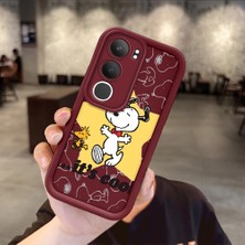Ucuc Vivo Y19S 4G/Y19S Pro Uyumlu Darbeye Dayanıklı Kamera Korumalı Bordo Silikon Baskı Desenli Kılıf