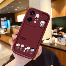 Ucuc Oppo RENO14 Pro Uyumlu Darbeye Dayanıklı Kamera Korumalı Bordo Silikon Baskı Desenli Kılıf