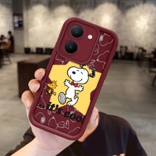 Ucuc Vivo Y27 5G/Y27S Uyumlu Darbeye Dayanıklı Kamera Korumalı Bordo Silikon Baskı Desenli Kılıf