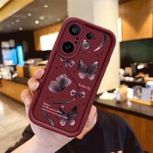 Ucuc Vivo X200 Fe Uyumlu Darbeye Dayanıklı Kamera Korumalı Bordo Silikon Baskı Desenli Kılıf