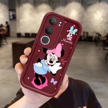 Ucuc Vivo Y19S 4G/Y19S Pro Uyumlu Darbeye Dayanıklı Kamera Korumalı Bordo Silikon Baskı Desenli Kılıf