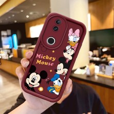 Ucuc Vivo V50 Uyumlu Darbeye Dayanıklı Kamera Korumalı Bordo Silikon Baskı Desenli Kılıf