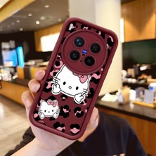 Ucuc Vivo X300 Pro Uyumlu Darbeye Dayanıklı Kamera Korumalı Bordo Silikon Baskı Desenli Kılıf