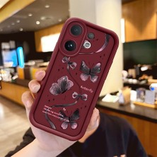 Ucuc Vivo V60 Uyumlu Darbeye Dayanıklı Kamera Korumalı Bordo Silikon Baskı Desenli Kılıf