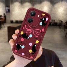 Ucuc Poco X7 Pro Uyumlu Darbeye Dayanıklı Kamera Korumalı Bordo Silikon Baskı Desenli Kılıf