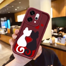 Ucuc Oppo RENO14 Pro Uyumlu Darbeye Dayanıklı Kamera Korumalı Bordo Silikon Baskı Desenli Kılıf