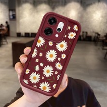 Ucuc Oppo RENO14 Pro Uyumlu Darbeye Dayanıklı Kamera Korumalı Bordo Silikon Baskı Desenli Kılıf