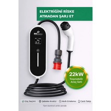BIGstation 22kW Akıllı Taşınabilir EV Şarj Cihazı – Şebeke Analizi, Wi-Fi & Bluetooth, 220V Adaptör Dahil, Tüm Araçlarla Uyumlu (Kablolu)
