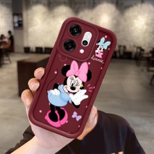 Ucuc Oppo RENO14 Pro Uyumlu Darbeye Dayanıklı Kamera Korumalı Bordo Silikon Baskı Desenli Kılıf
