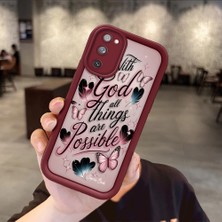 Ucuc Samsung Galaxy S20 Fe 4g/5g Uyumlu Darbeye Dayanıklı Kamera Korumalı Bordo Silikon Desenli Kılıf