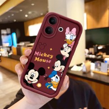 Ucuc Vivo V60 Lite 4g/5g Uyumlu Darbeye Dayanıklı Kamera Korumalı Bordo Silikon Baskı Desenli Kılıf