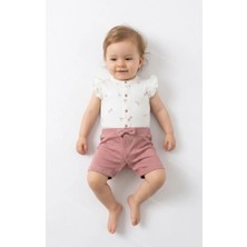 Blumi Kids Organik Kız Bebek Çiçek Baskılı Şortlu Tulum